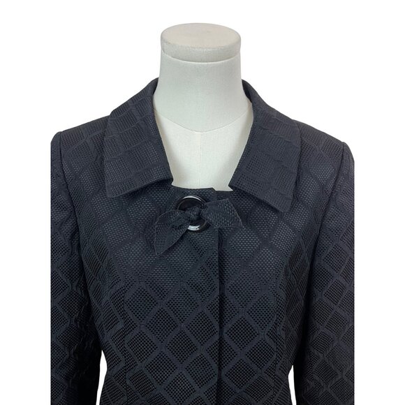 Tahari Arthur S. Levine Womens Black Diamond Blazer Textured JBSize 8 Long Sleev - Picture 4 of 8